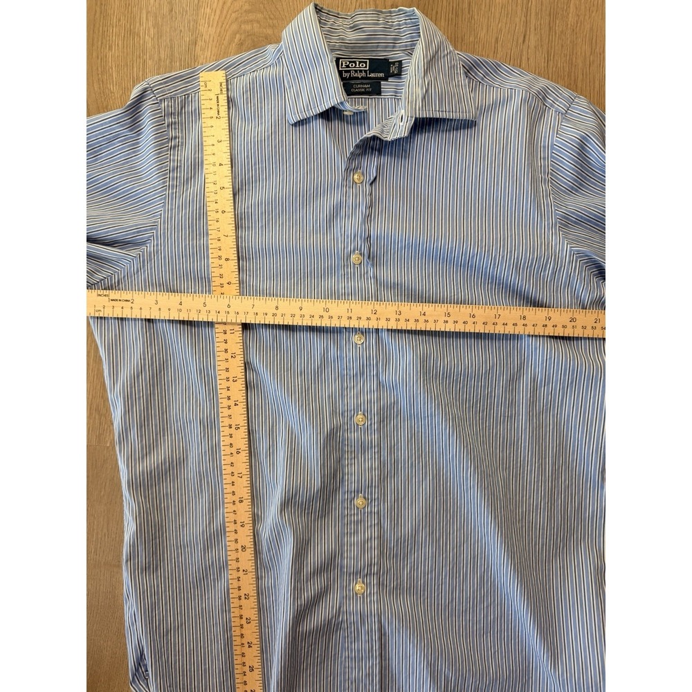 Polo Ralph Lauren Striped Blue Mens 16 1/2 Large Dress Shirt Classic Curham - Picture 5 of 5